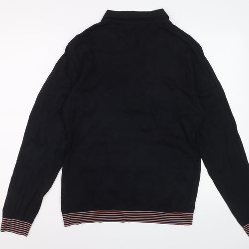 Ted Baker Men's Black Long Sleeve Polo Size L Cotton Blend