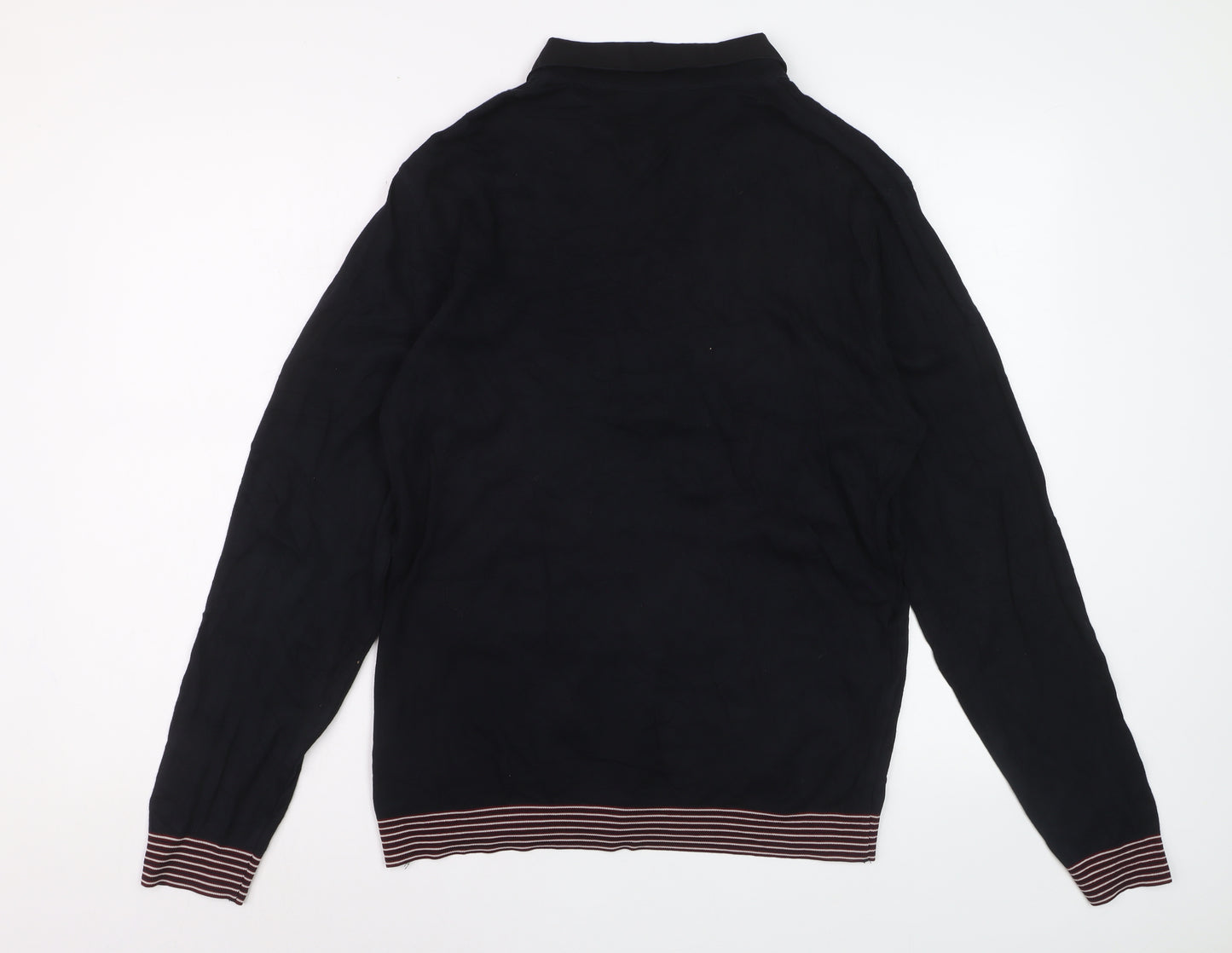 Ted Baker Men's Black Long Sleeve Polo Size L Cotton Blend