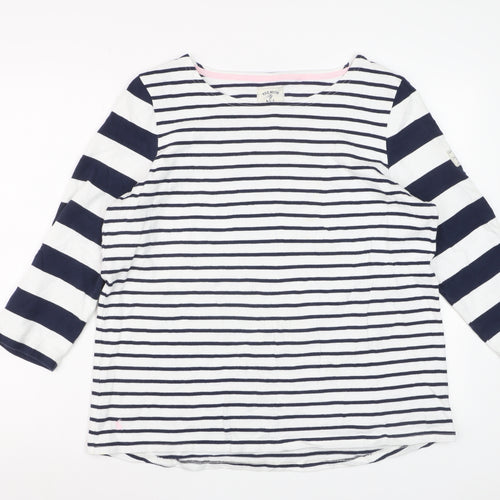 Joules Women’s Navy White Striped 3/4 Sleeve Cotton Nautical T-Shirt Size 16
