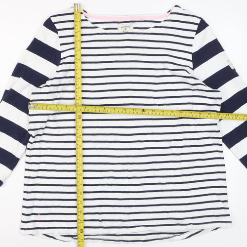 Joules Women’s Navy White Striped 3/4 Sleeve Cotton Nautical T-Shirt Size 16