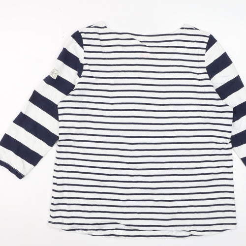 Joules Women’s Navy White Striped 3/4 Sleeve Cotton Nautical T-Shirt Size 16