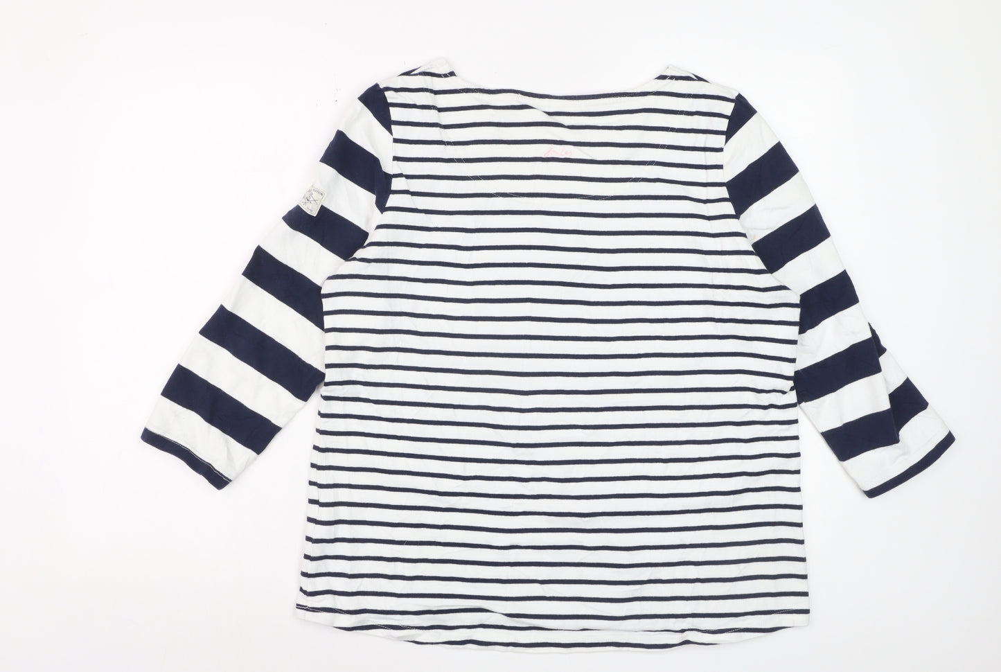Joules Women’s Navy White Striped 3/4 Sleeve Cotton Nautical T-Shirt Size 16