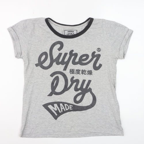 Superdry Womens Grey XS Slim Fit Graphic Cotton T-Shirt