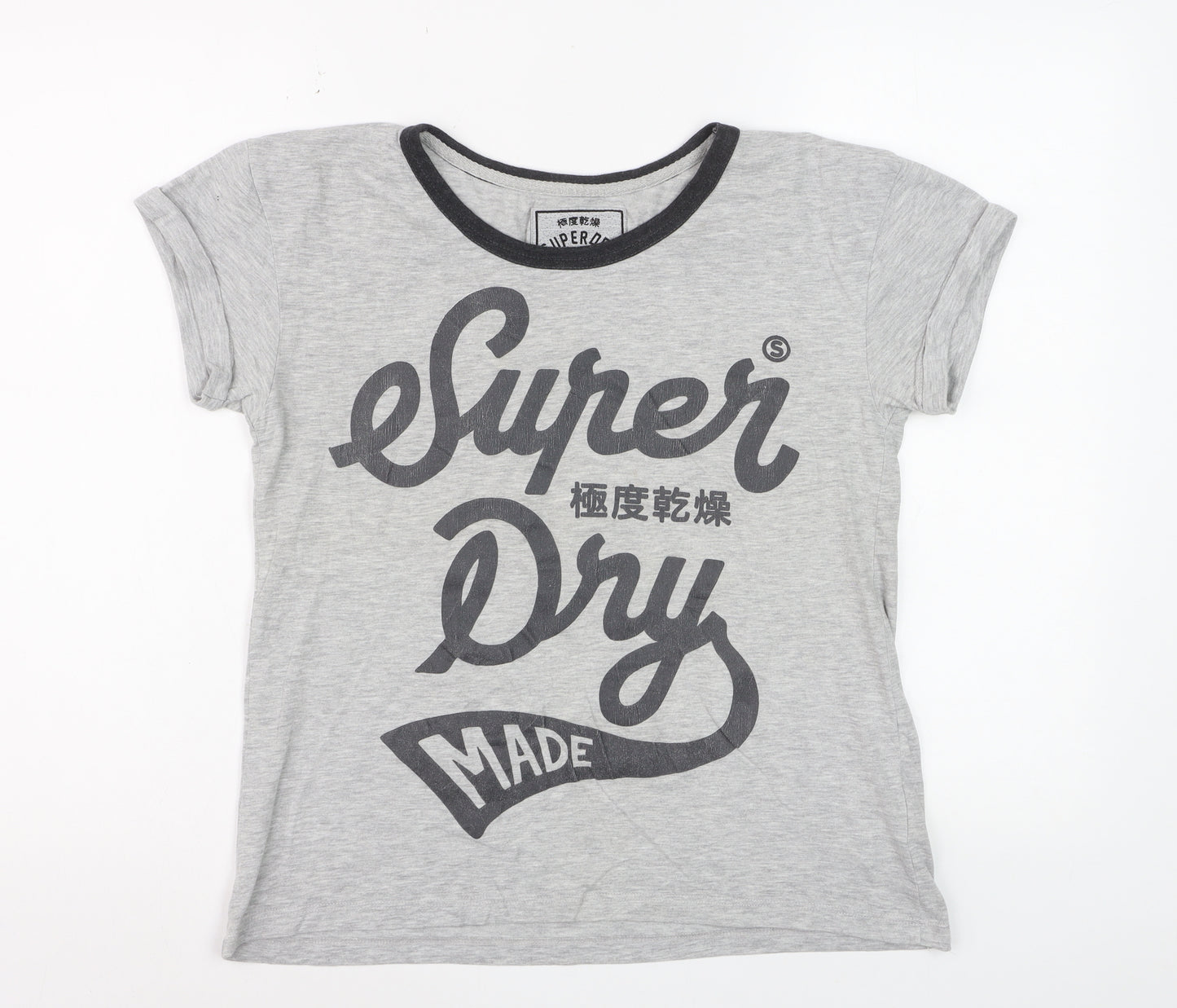 Superdry Womens Grey XS Slim Fit Graphic Cotton T-Shirt
