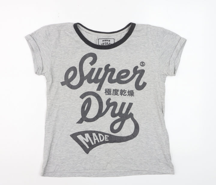 Superdry Womens Grey XS Slim Fit Graphic Cotton T-Shirt