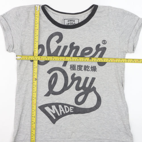 Superdry Womens Grey XS Slim Fit Graphic Cotton T-Shirt