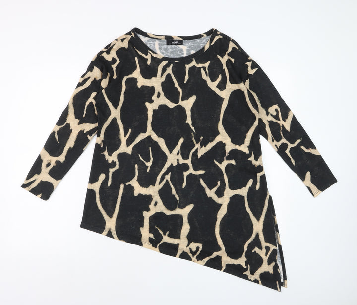 Wallis Women’s Beige Animal Print Long Sleeve Tunic Blouse Size S