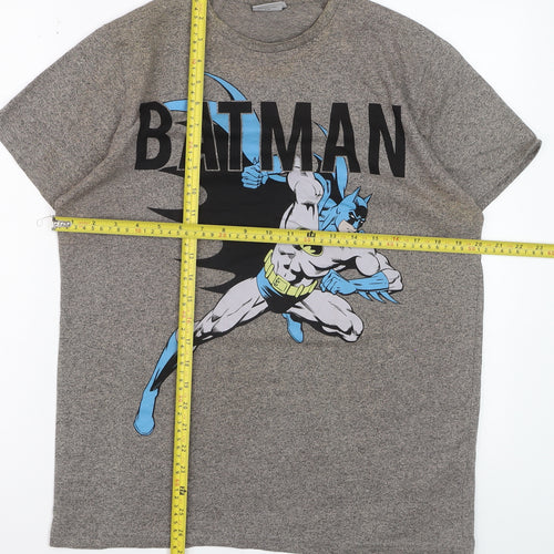 Batman Men Grey Graphic Print Short Sleeve Crew Neck T-Shirt Size M