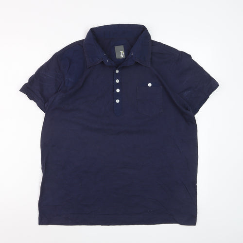 Tokyo Laundry Men's Blue Cotton Short Sleeve Polo Shirt - Size M