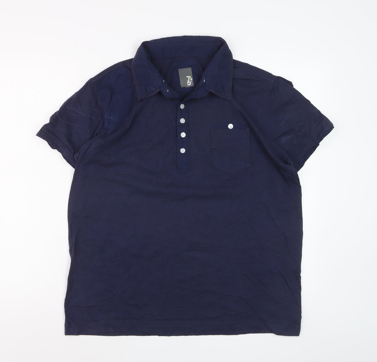Tokyo Laundry Men's Blue Cotton Short Sleeve Polo Shirt - Size M