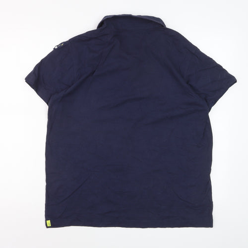 Tokyo Laundry Men's Blue Cotton Short Sleeve Polo Shirt - Size M