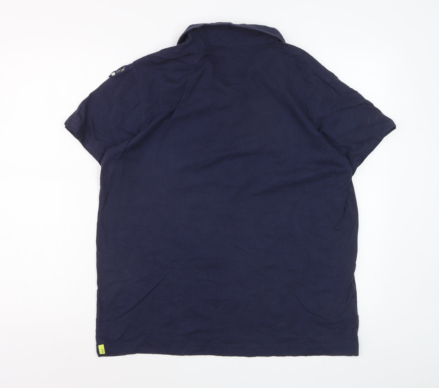 Tokyo Laundry Men's Blue Cotton Short Sleeve Polo Shirt - Size M