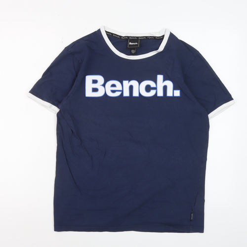 Bench Men's Blue Crew Neck Logo T-Shirt Size M Cotton Rylan