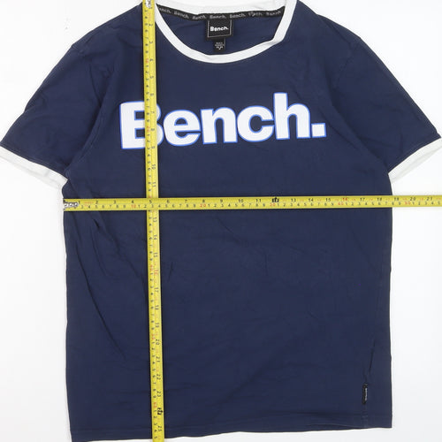 Bench Men's Blue Crew Neck Logo T-Shirt Size M Cotton Rylan