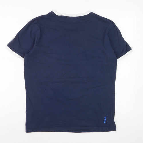 Bench Men's Blue Crew Neck Logo T-Shirt Size M Cotton Rylan