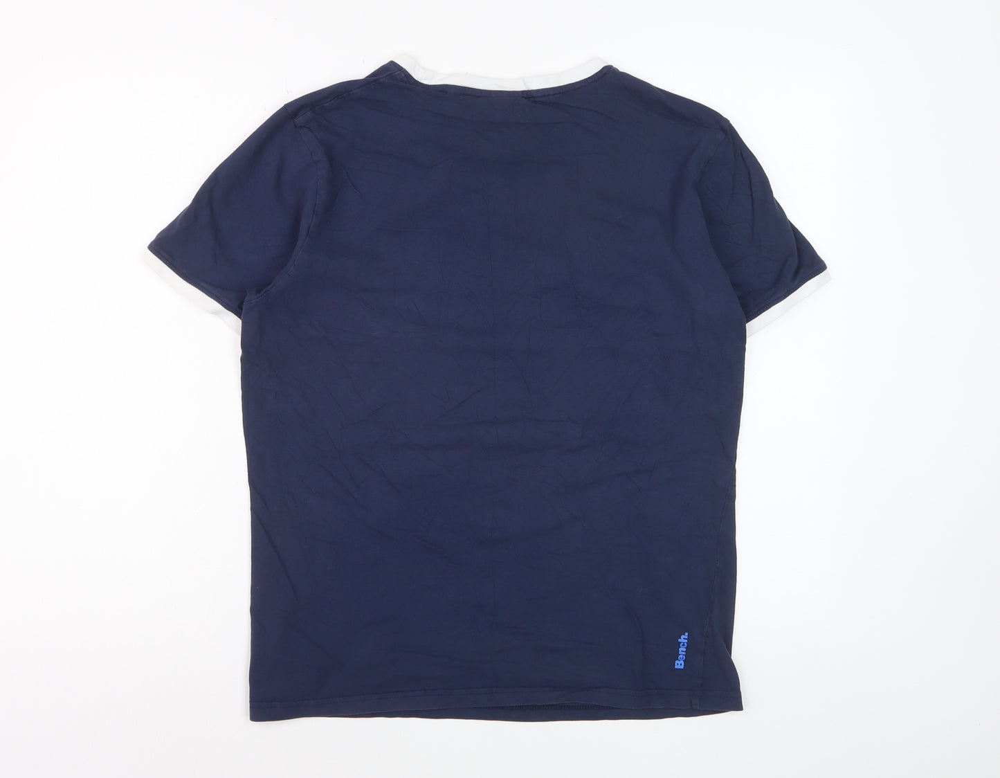 Bench Men's Blue Crew Neck Logo T-Shirt Size M Cotton Rylan