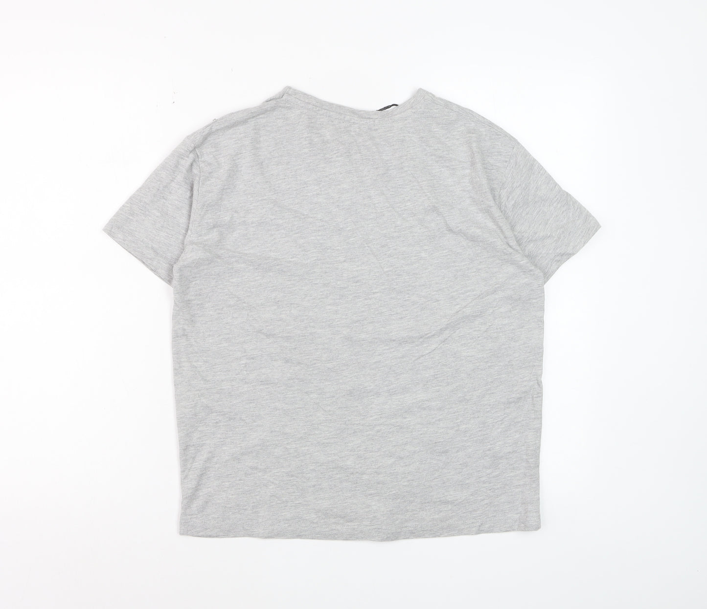 Stradivarius Women's Grey Beaded Short Sleeve Cotton T-Shirt XS