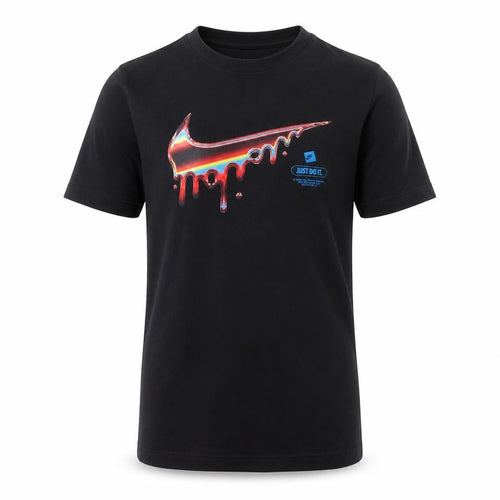 Nike Boys Black Graphic Logo T-Shirt 8-9 Years Short Sleeve Sports Tee