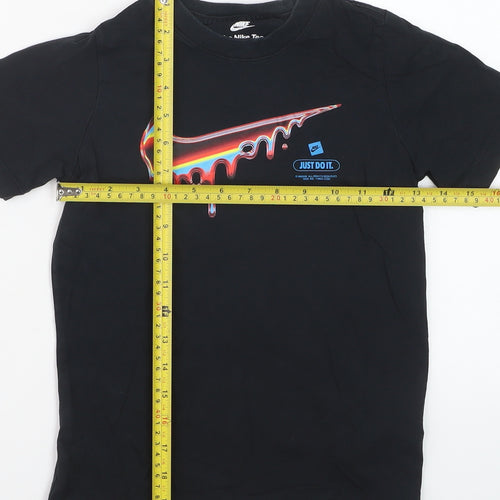 Nike Boys Black Graphic Logo T-Shirt 8-9 Years Short Sleeve Sports Tee