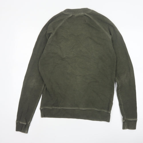 Hugo Boss Men's Green Pullover Sweatshirt S Crew Neck Logo Cotton