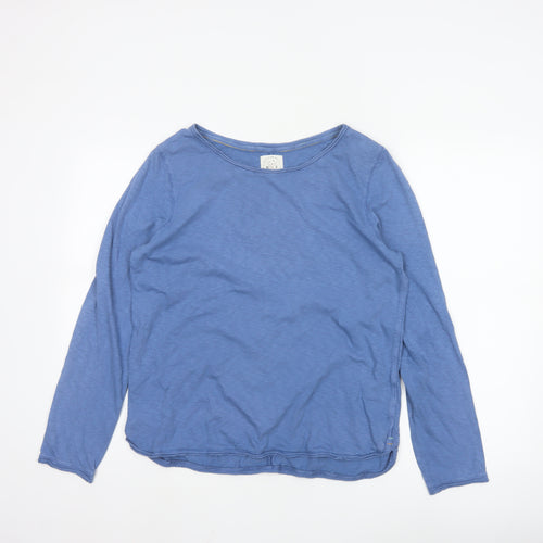 White Stuff Women Blue Cotton Long Sleeve Basic T-Shirt UK 12