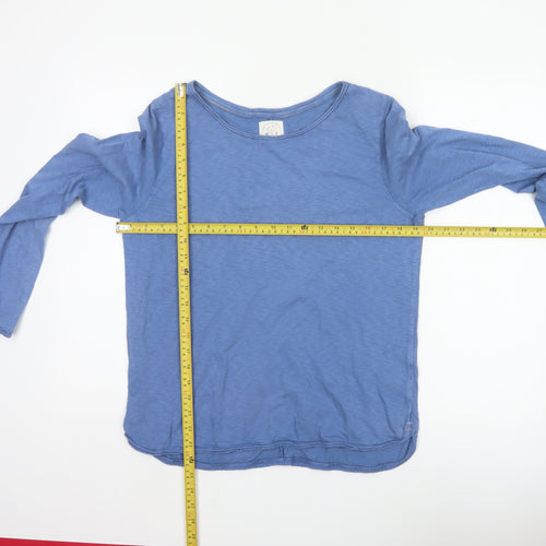 White Stuff Women Blue Cotton Long Sleeve Basic T-Shirt UK 12