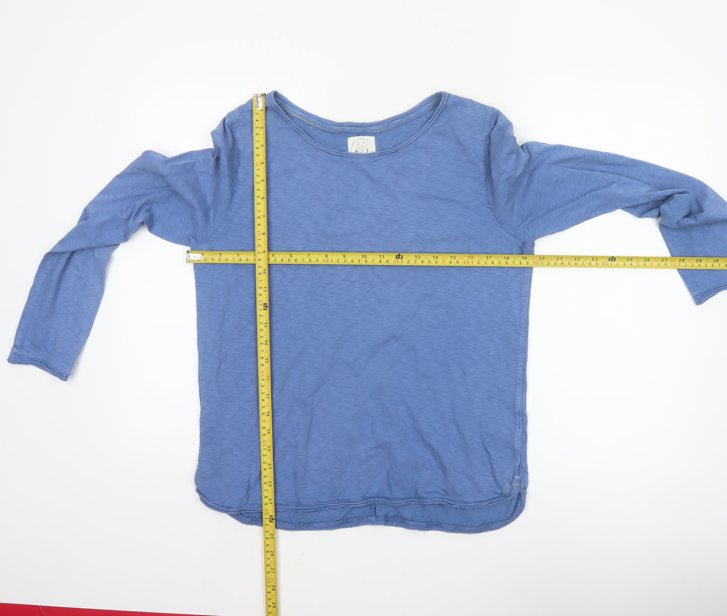 White Stuff Women Blue Cotton Long Sleeve Basic T-Shirt UK 12
