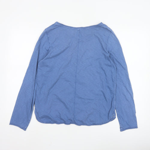 White Stuff Women Blue Cotton Long Sleeve Basic T-Shirt UK 12