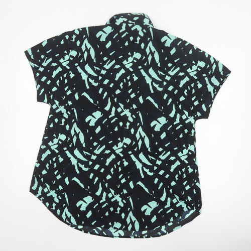 Marks and Spencer Women Blue Abstract Short Sleeve Blouse Size 12