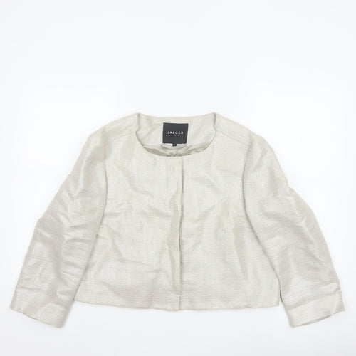 Jaeger Women Ivory Linen Blend Cropped Suit Jacket Size 16