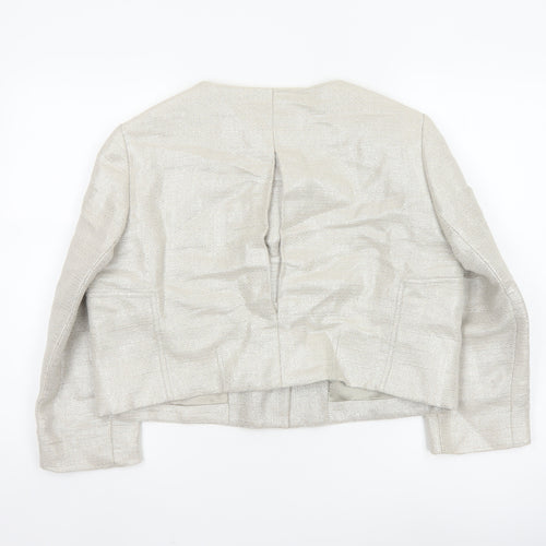 Jaeger Women Ivory Linen Blend Cropped Suit Jacket Size 16