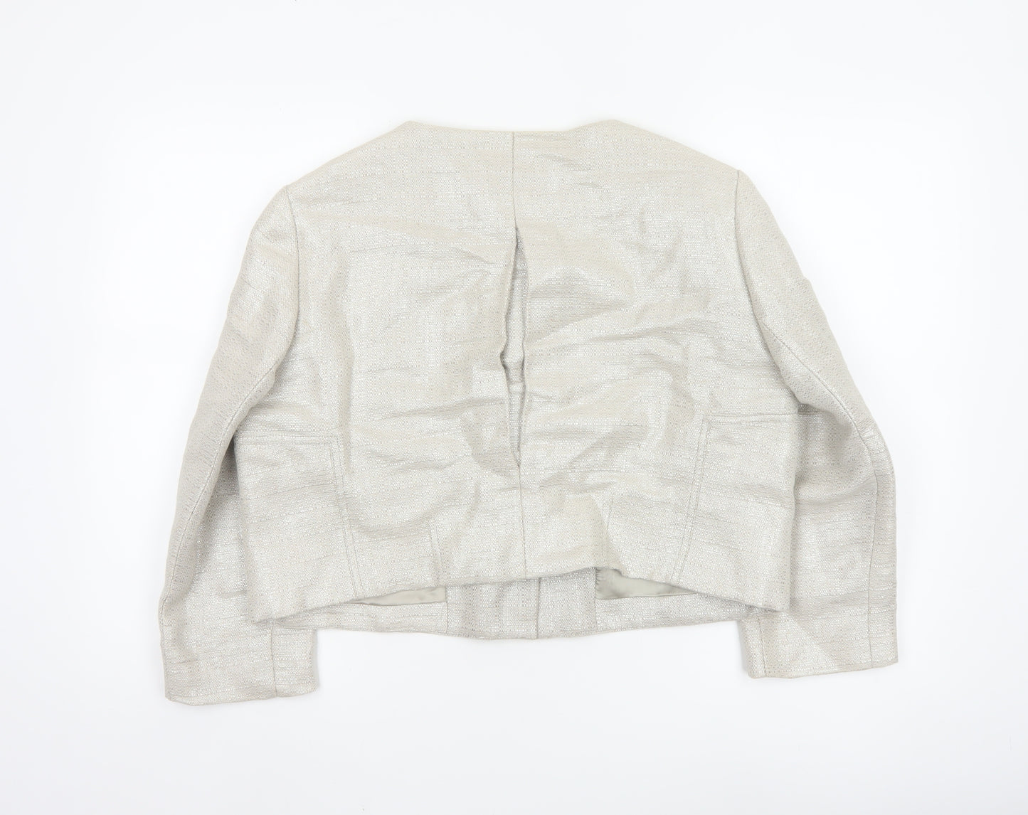 Jaeger Women Ivory Linen Blend Cropped Suit Jacket Size 16