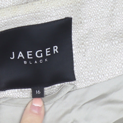 Jaeger Women Ivory Linen Blend Cropped Suit Jacket Size 16