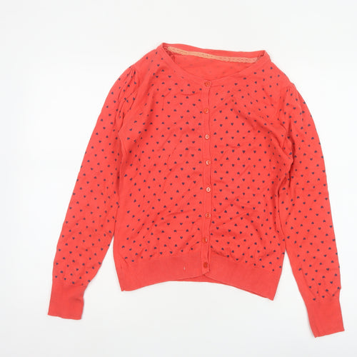 St. Bernard Women's Red Heart Pattern Button Cardigan Size 12