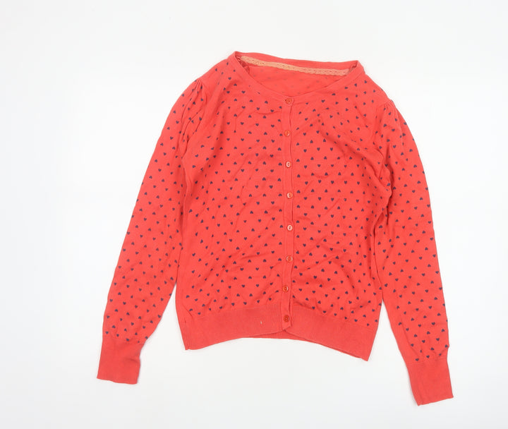 St. Bernard Women's Red Heart Pattern Button Cardigan Size 12