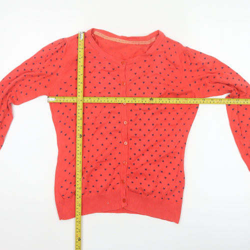 St. Bernard Women's Red Heart Pattern Button Cardigan Size 12