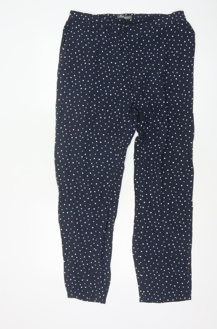 Laura Ashley Womens Blue Polka Dot Viscose Trousers Size 12