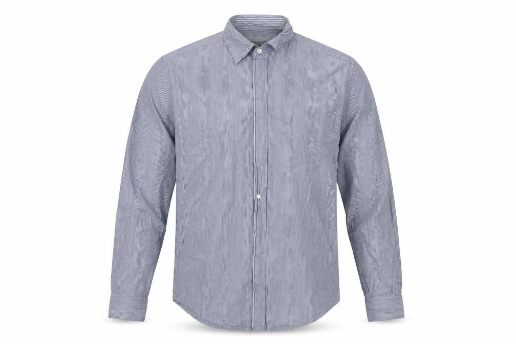 Calvin Klein Men's Blue Striped Regular Fit Long Sleeve Button-Up Shirt Size S