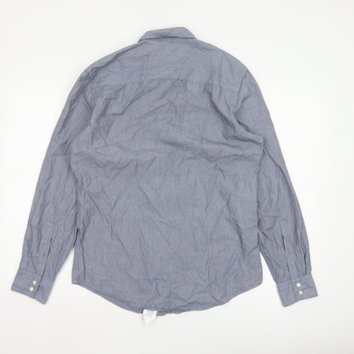Calvin Klein Men's Blue Striped Regular Fit Long Sleeve Button-Up Shirt Size S