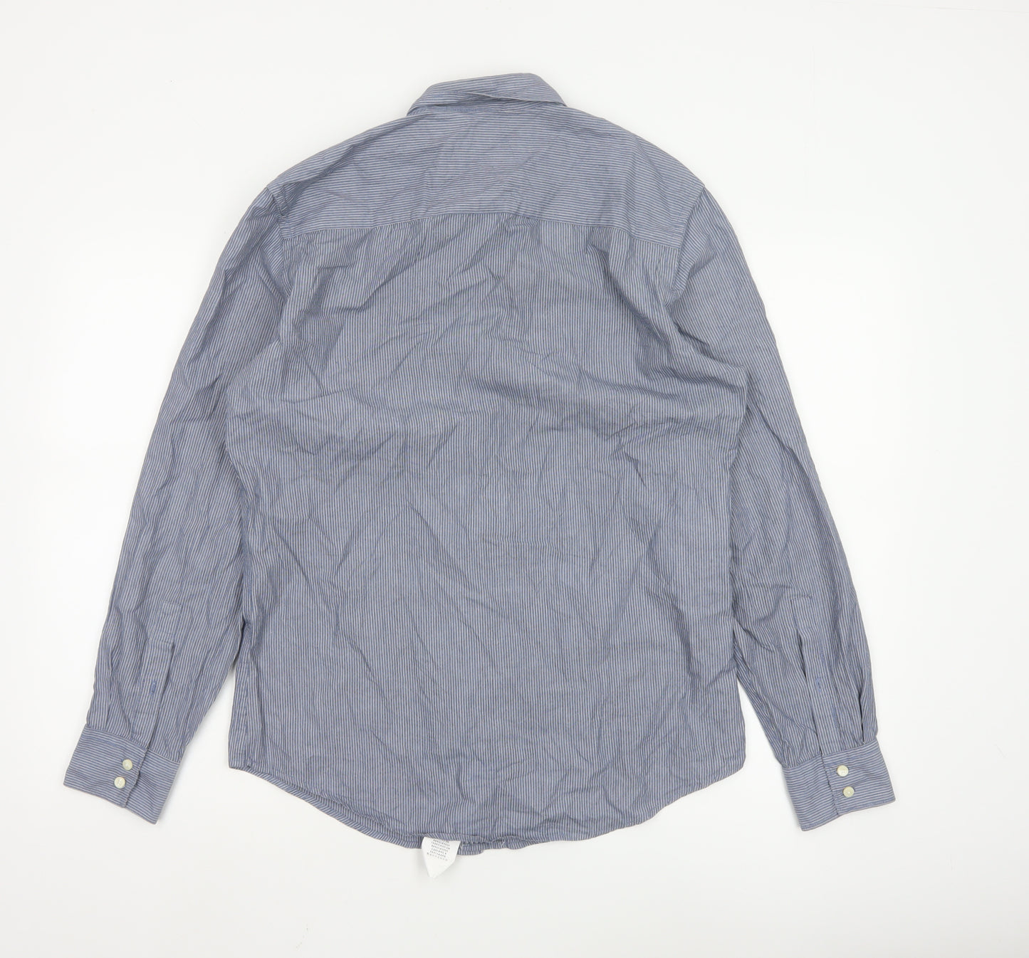Calvin Klein Men's Blue Striped Regular Fit Long Sleeve Button-Up Shirt Size S