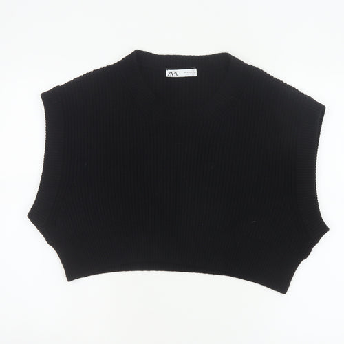 ZARA Women Black Sleeveless Knit Vest Jumper Size S