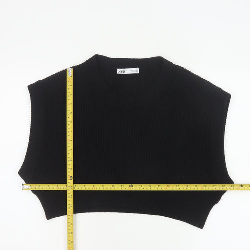 ZARA Women Black Sleeveless Knit Vest Jumper Size S