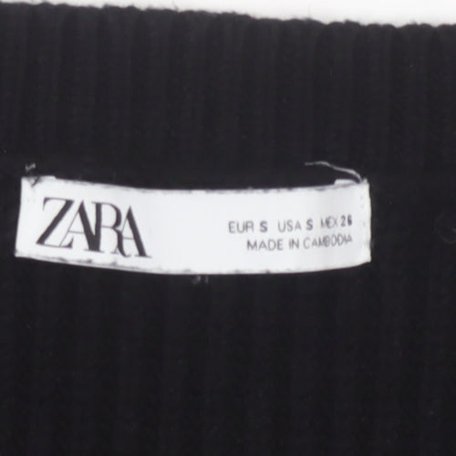 ZARA Women Black Sleeveless Knit Vest Jumper Size S