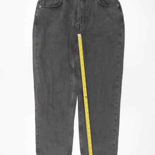 Pull&Bear Women Grey Mom Jeans Size 10 High Rise Cotton Denim