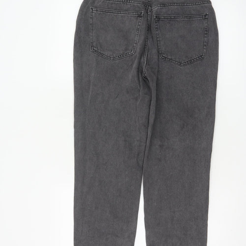 Pull&Bear Women Grey Mom Jeans Size 10 High Rise Cotton Denim