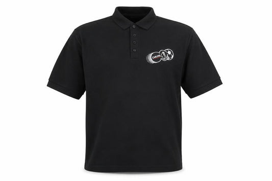 Russell Men’s Black Polo Shirt L Carling Embroidered Beer Logo