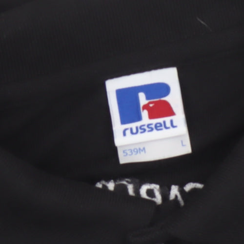 Russell Men’s Black Polo Shirt L Carling Embroidered Beer Logo