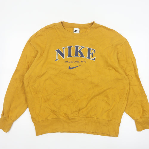 Nike Men's Yellow Pullover Crew Neck Logo Sweatshirt Size S