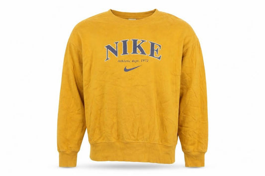 Nike Men's Yellow Pullover Crew Neck Logo Sweatshirt Size S