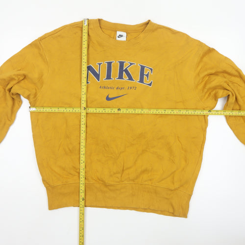 Nike Men's Yellow Pullover Crew Neck Logo Sweatshirt Size S